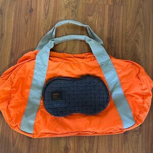 Lexon peanut packable duffel bag compact camping travel lightweight orange gray